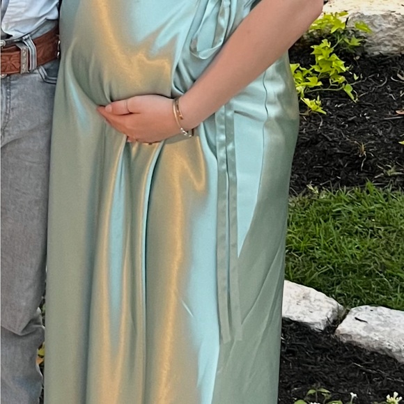 Birdy Grey Satin Wrap Maxi Dress  Sage Green